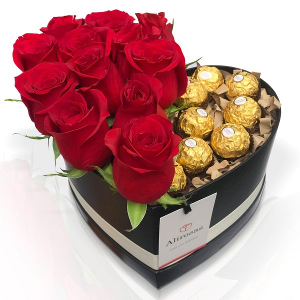 Box con 12 rosas rojas Amor arreglo floral