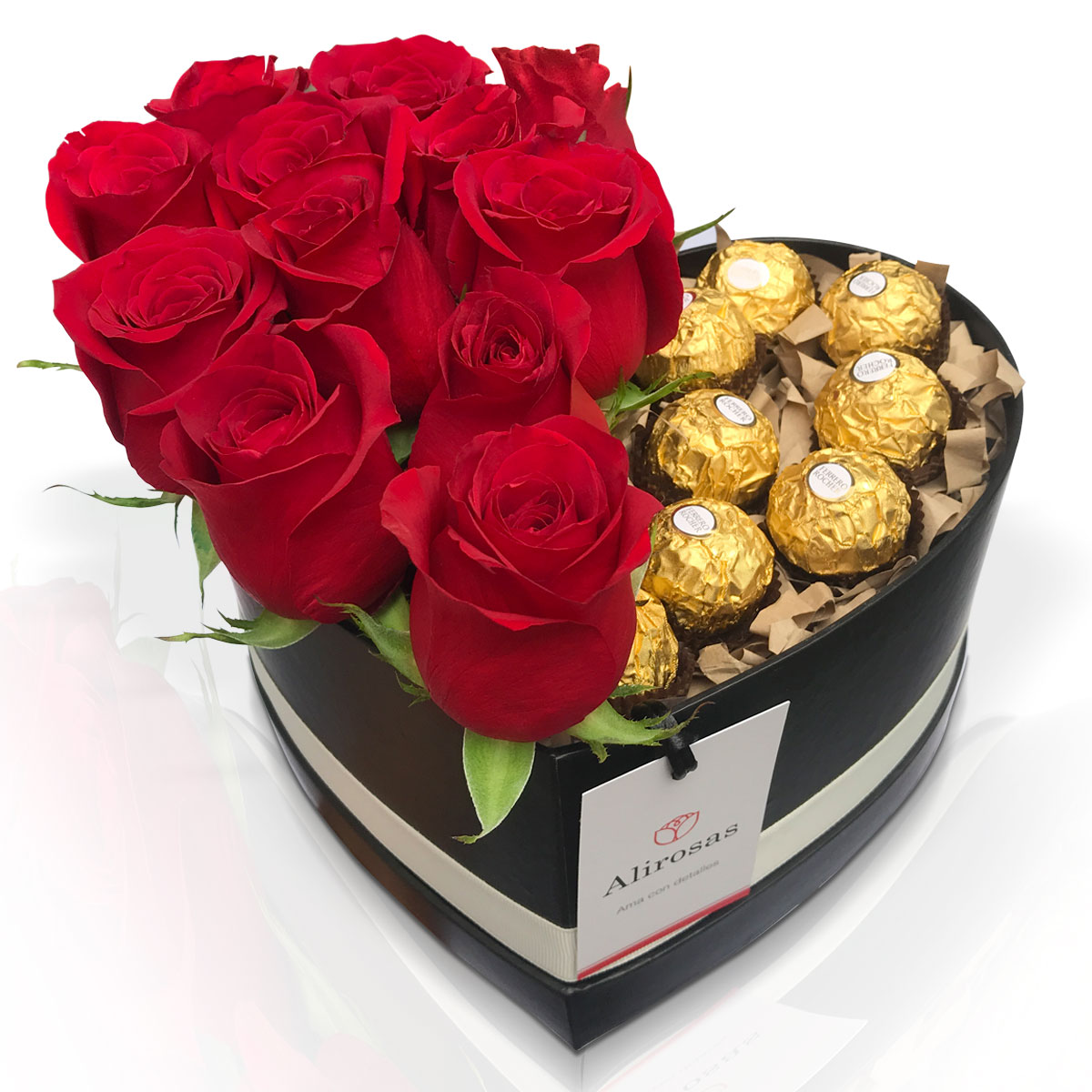 Opinión nombre de la marca anunciar Box de 12 rosas rojas con chocolates Ferrero Rocher: El mejor detalle